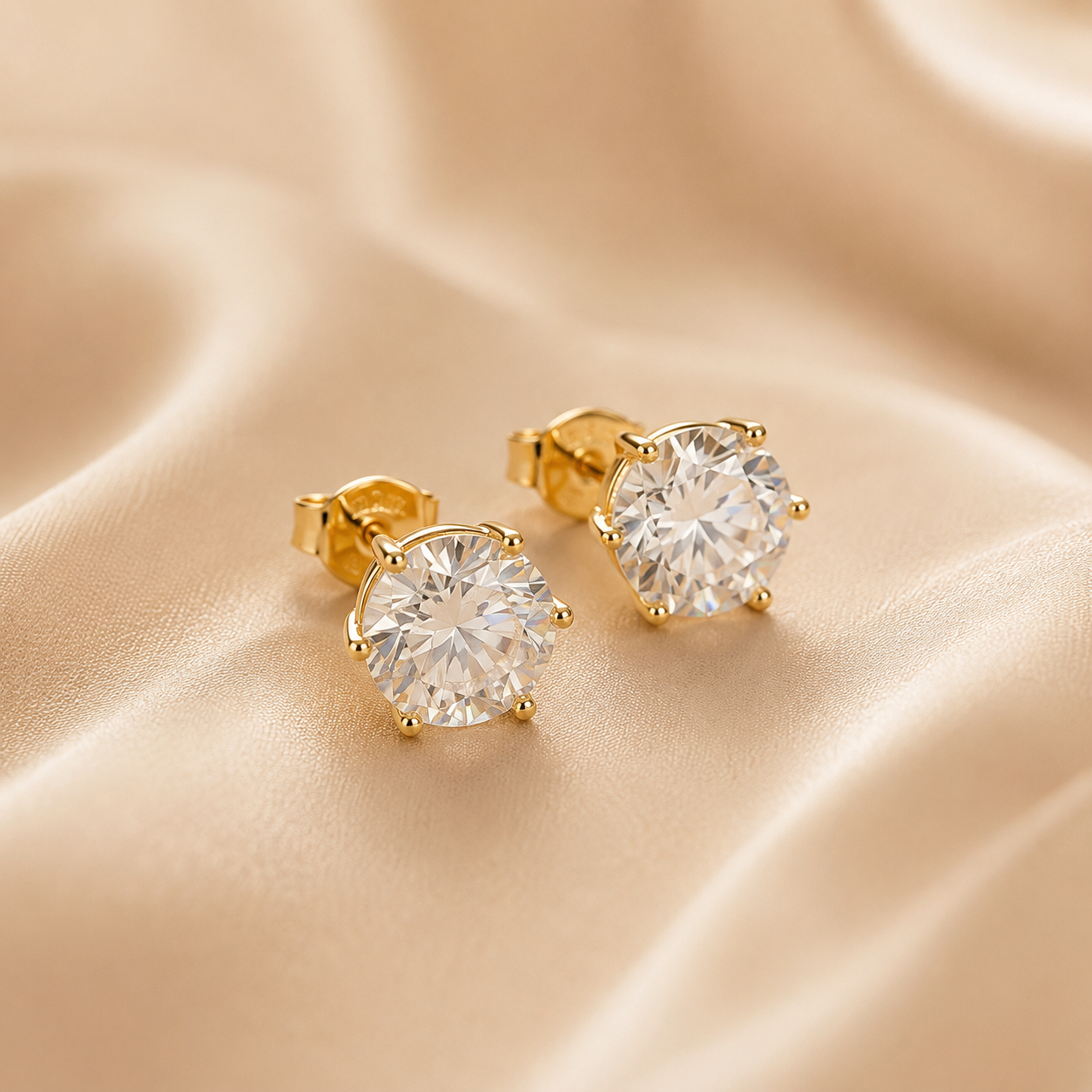 Aretes de lujo de plata 925 bañados en oro, con certificado de piedra
