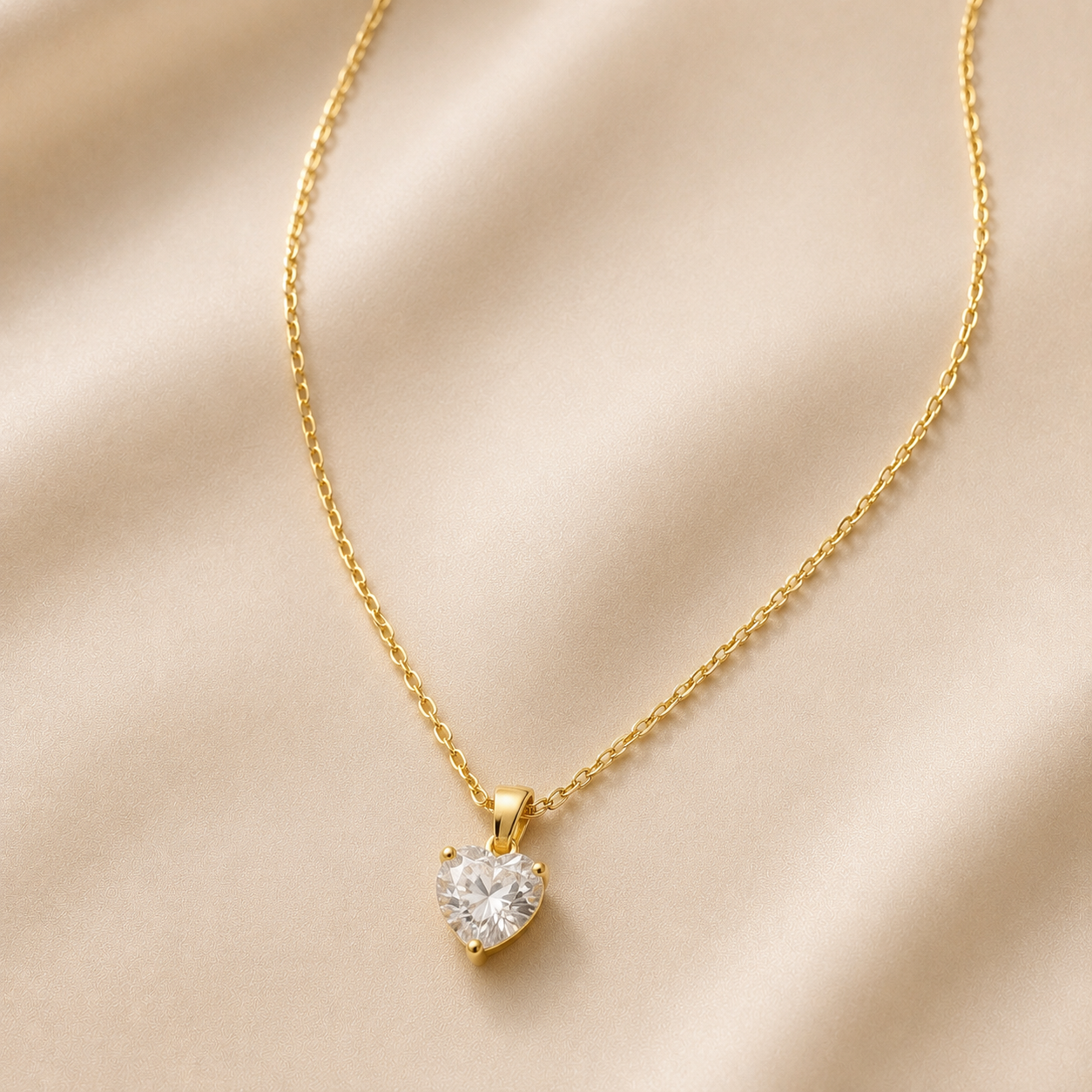 Collar de plata 925 bañada en oro 18k con piedra corazón certificada