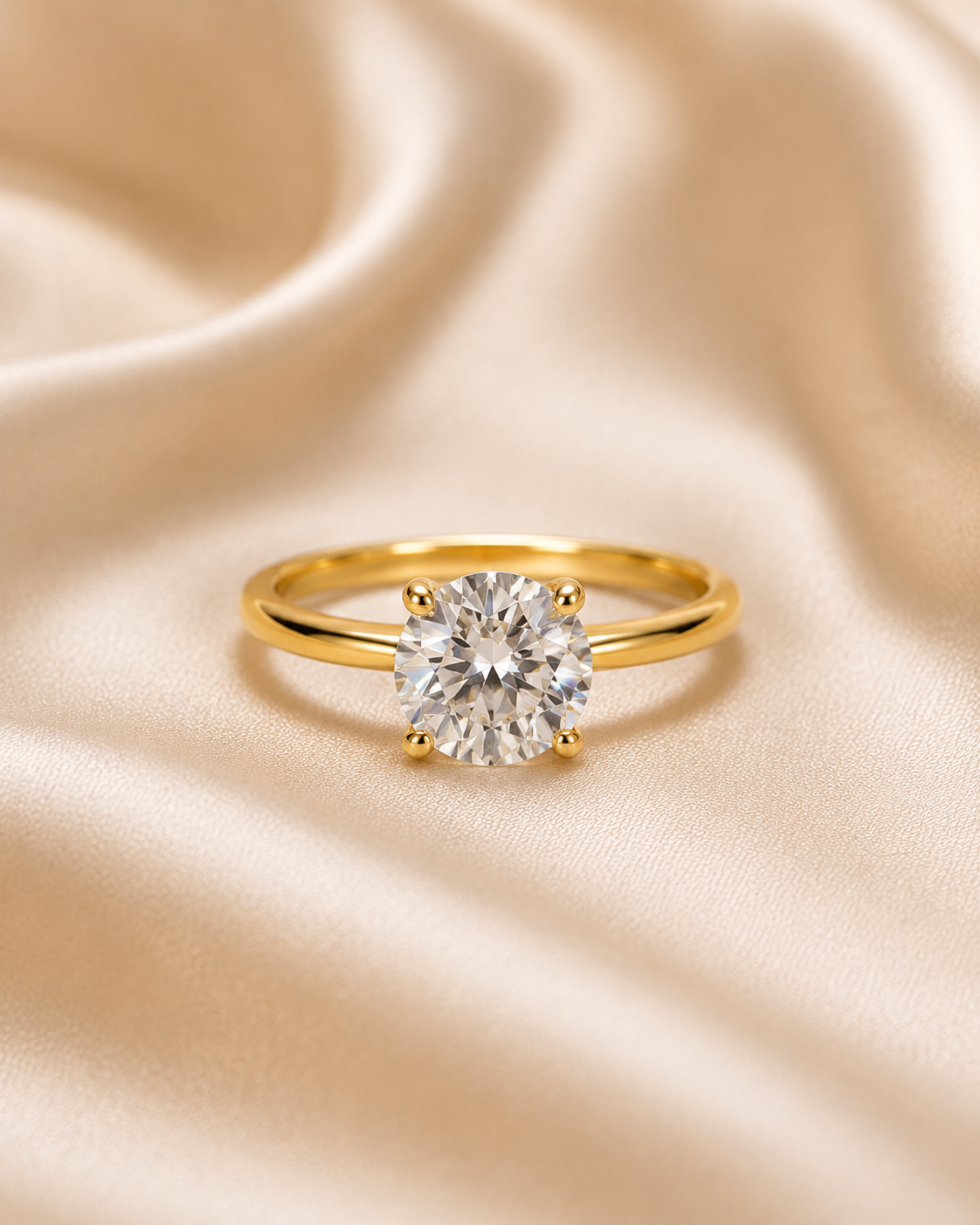 Anillo Aura — Moissanita 2 ct · Plata 925 con Oro Laminado 14K