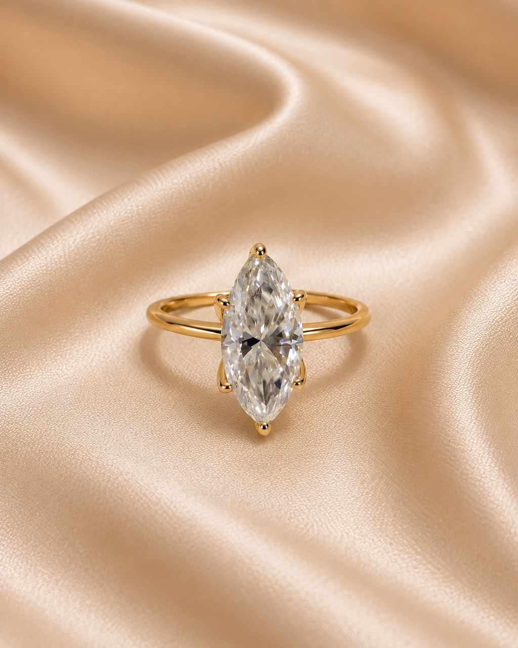Anillo Aura Marquesa — Moissanita 3 ct · Plata 925 con Oro Laminado 14K
